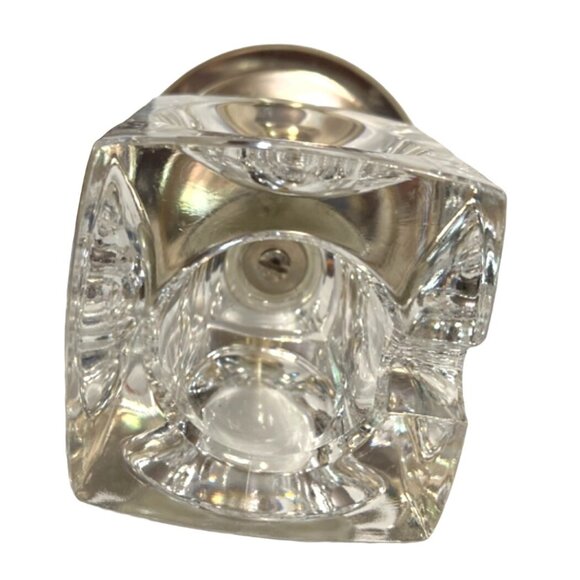 Vtg Rudolf Jurnikl Cut Glass Cube Candle Holder Chromed Silver Spike Sklo Union - Picture 4 of 5